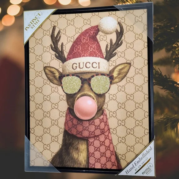 GUCCI REINDEER BY ART REMEDY Framed CANVAS Picture 11X14 - Picture 3 of 3